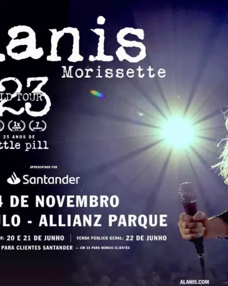 Show de Alanis Morissette no Brasil em 2023 no Alianz Parque